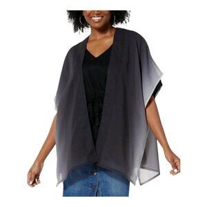Colleen Lopez Women's Printed Topper Duster Kimono Size Medium Black Gray NWOT